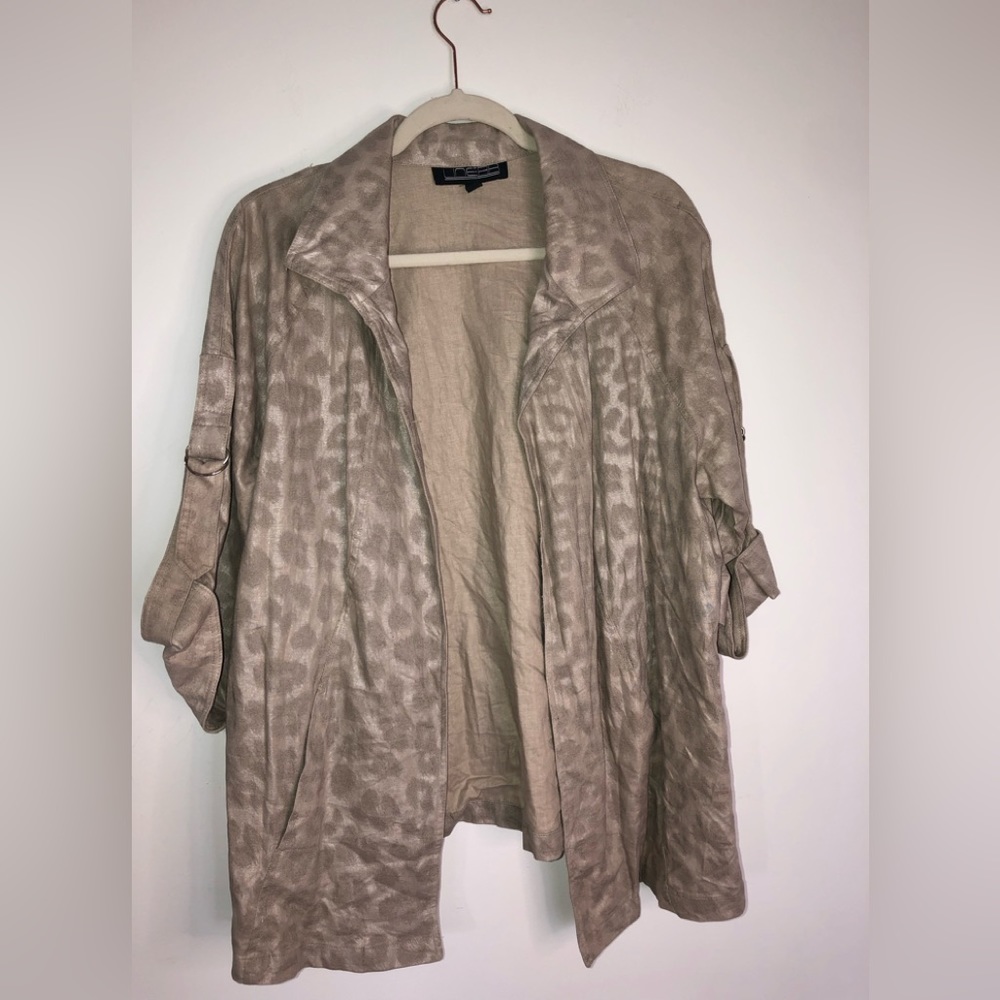 Iridescent Leopard Print Open front Jacket Size 1X